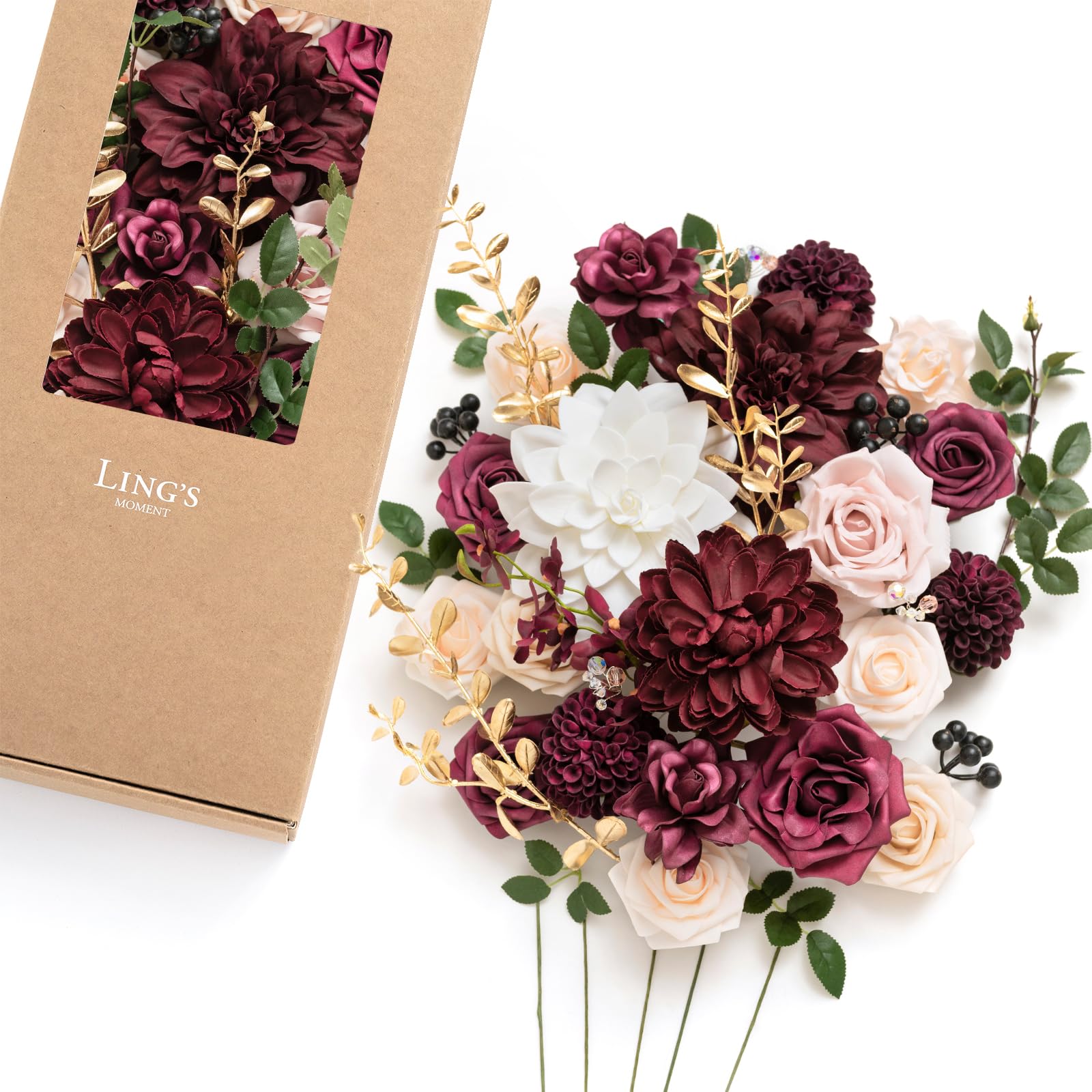☆Burgundy bouquet断捨離中ページ☆ 大きめ特大リース♪ Amazon.com: Ling's moment Fake Flowers Box, Faux Artificial